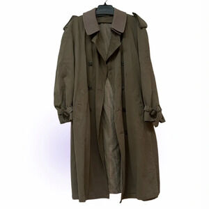 Joseph Abboud Vintage style checkered  Lined Mens Khaki Trench Coat Size XL